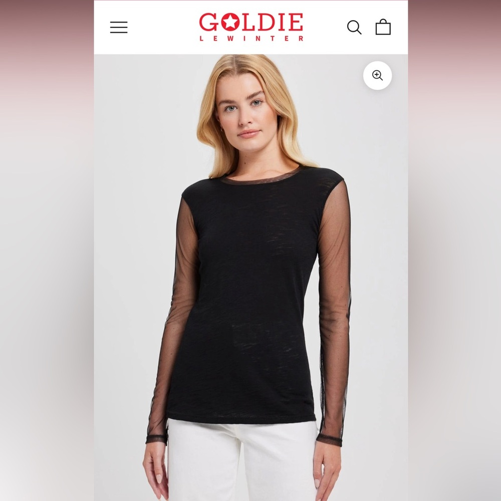 NWT Goldie $115 Black Sheer long sleeve Sleeve Blouse size small